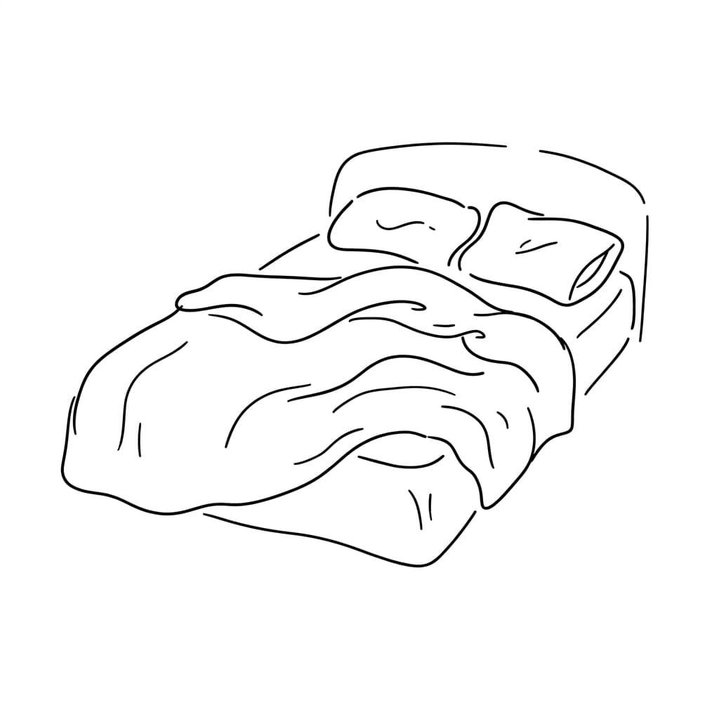 Messy_bed_with crumpled blanket drawing idea