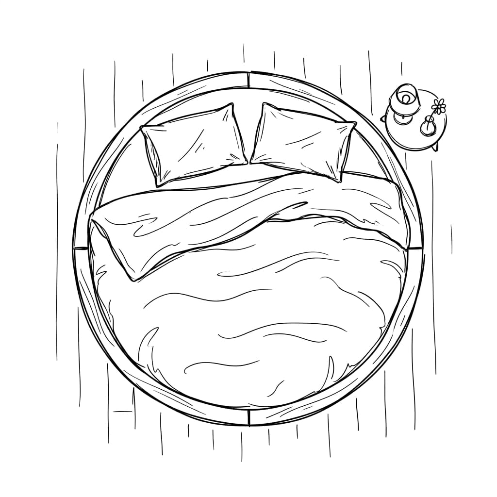 Round_bed_circular mattress drawing idea