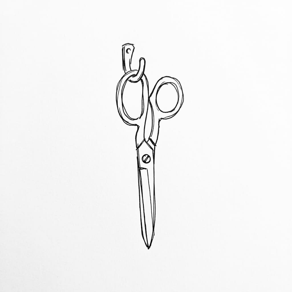 Scissors_hanging_from_small_hook drawing idea