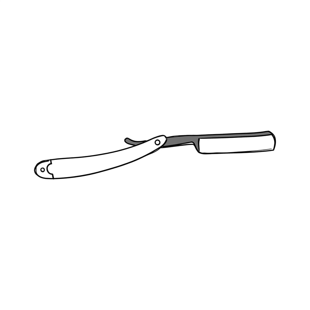 Simple straight razor fully open drawing idea