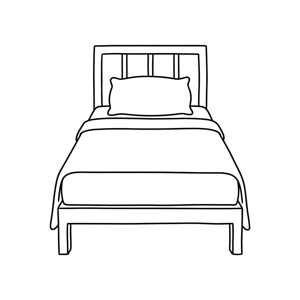 Single_bed_with pillow blanket drawing idea
