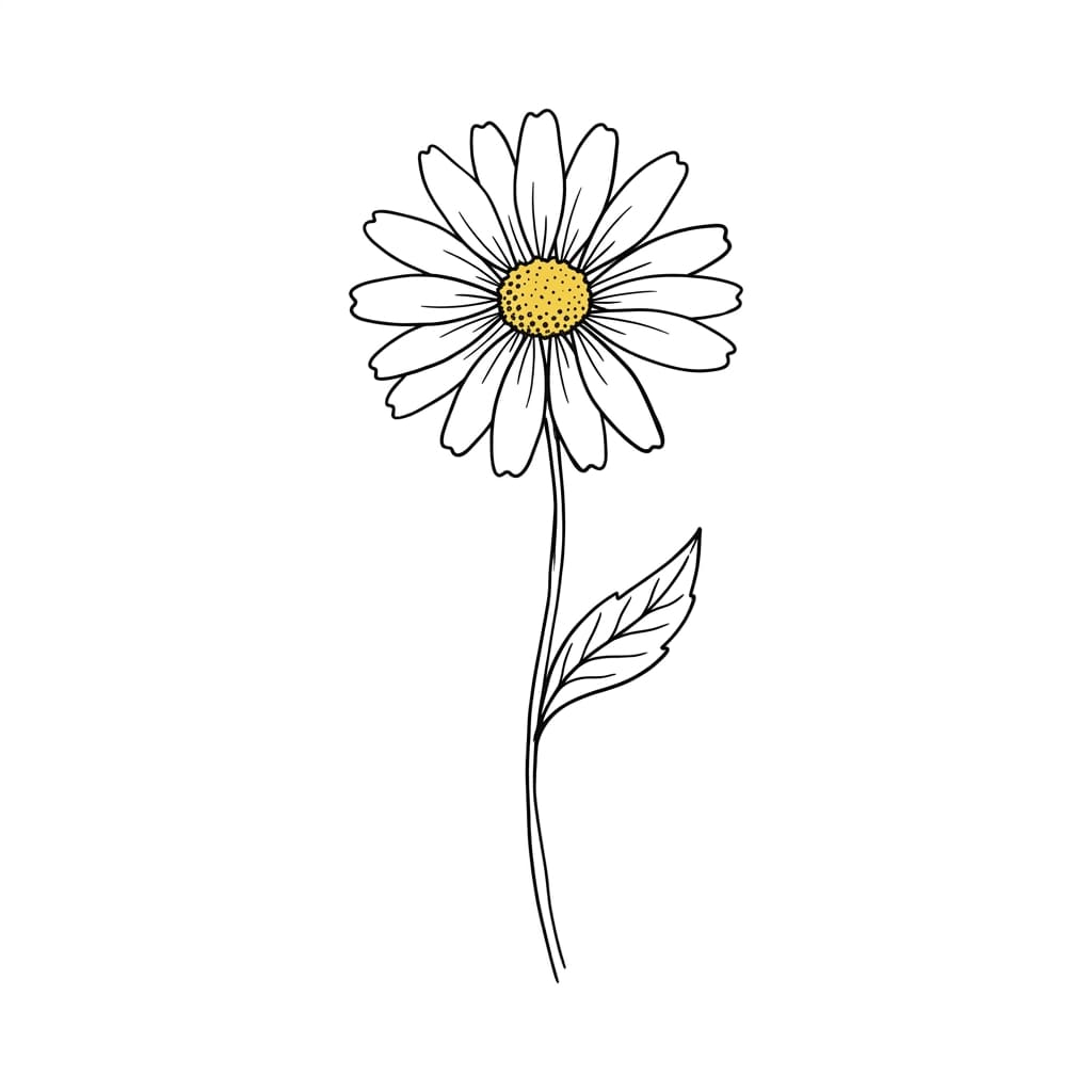 Single_daisy_irregular petals drawing idea