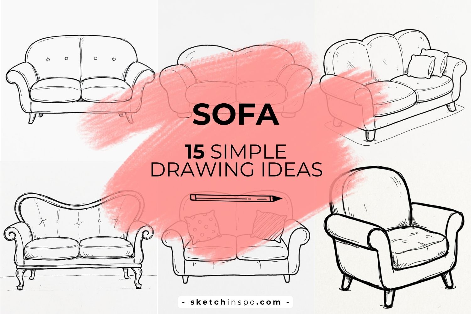 Sofa Drawing Ideas in Sketch Style