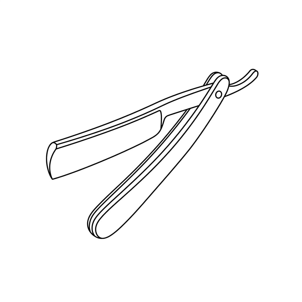 Straight razor half-open drawing idea