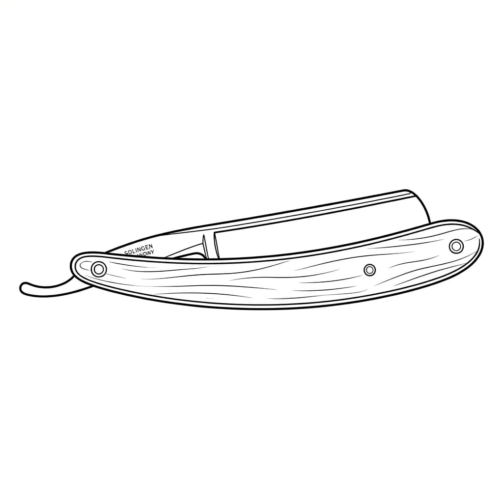 Straight razor in folded position drawing idea