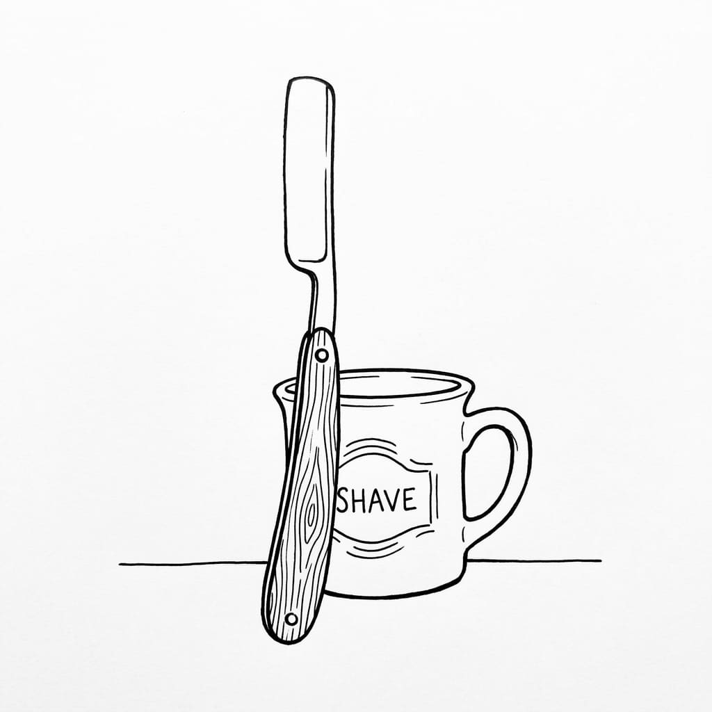 Straight_razor_shaving mug drawing idea