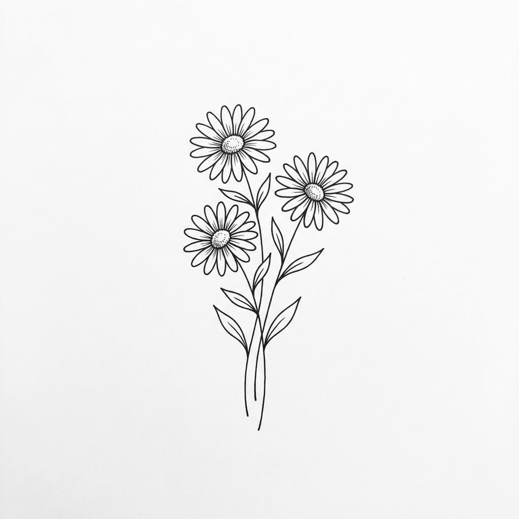 Three_daisies_drawing idea