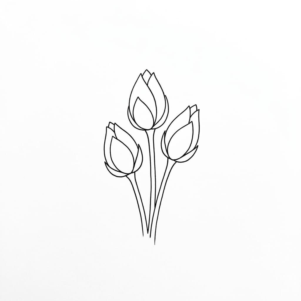 Three_small_lotus_buds_drawing_idea
