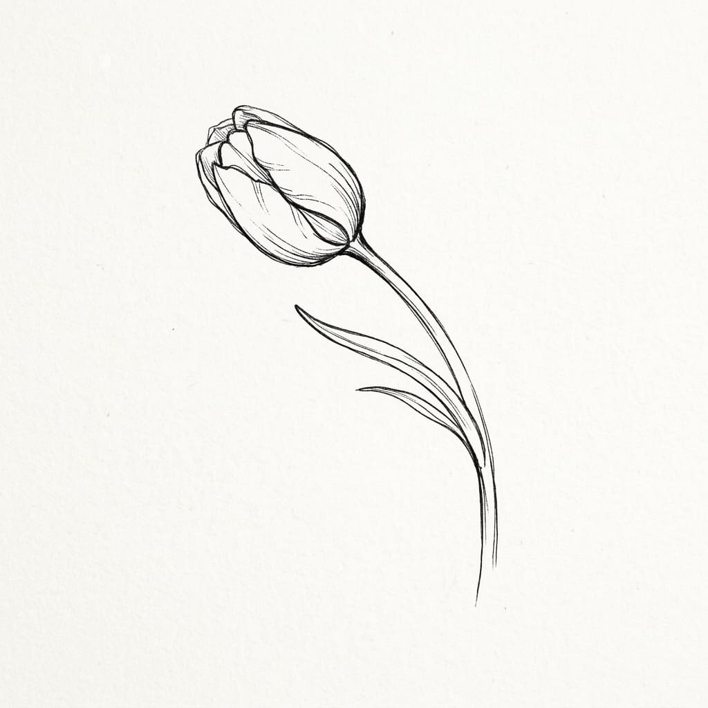Tulip_bud_with curved stem drawing idea