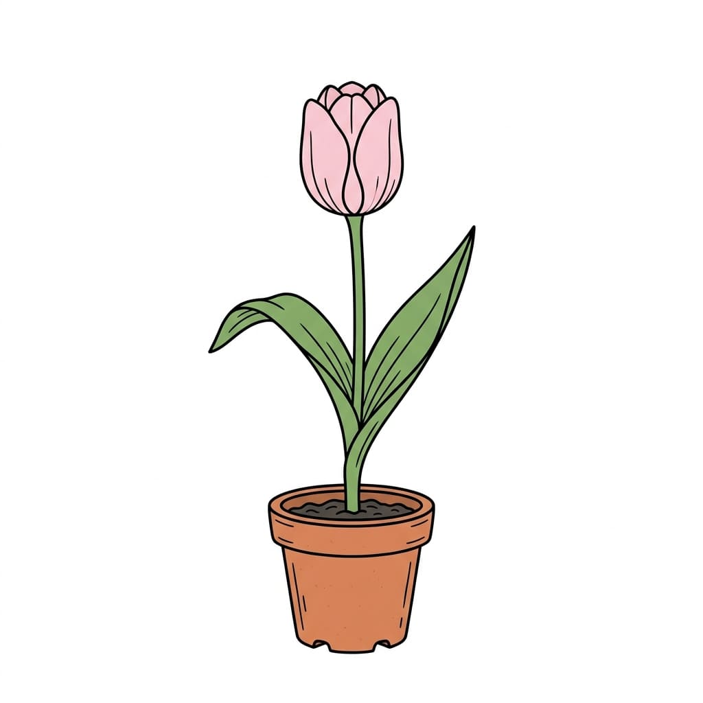 Tulip_in_small flower pot drawing idea
