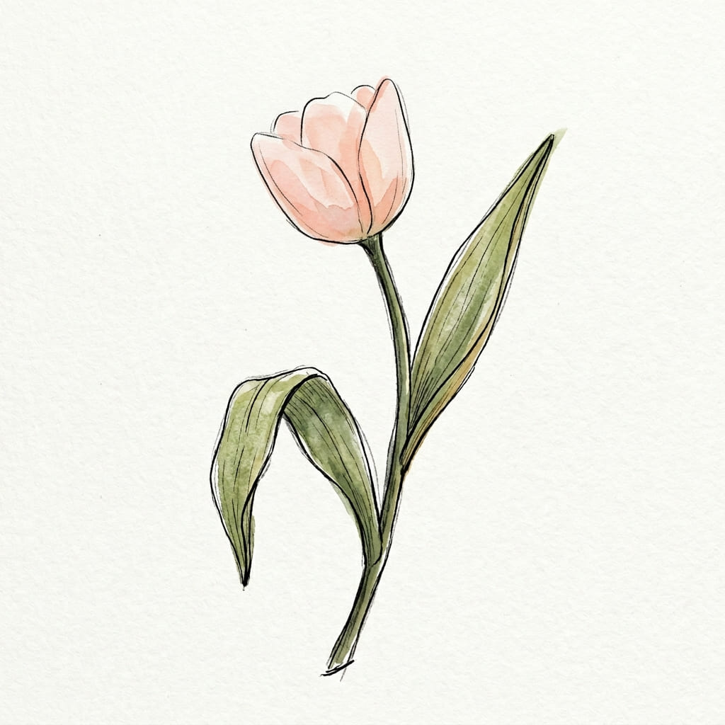 Tulip_with_drooping leaf drawing idea