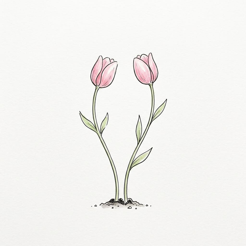 Tulips_growing_side by side