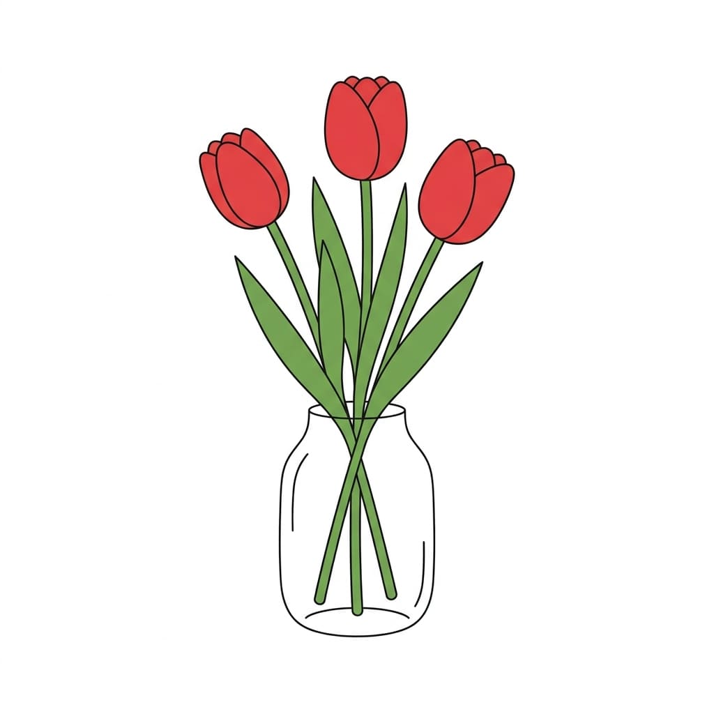 Tulips_in_simple vase drawing idea