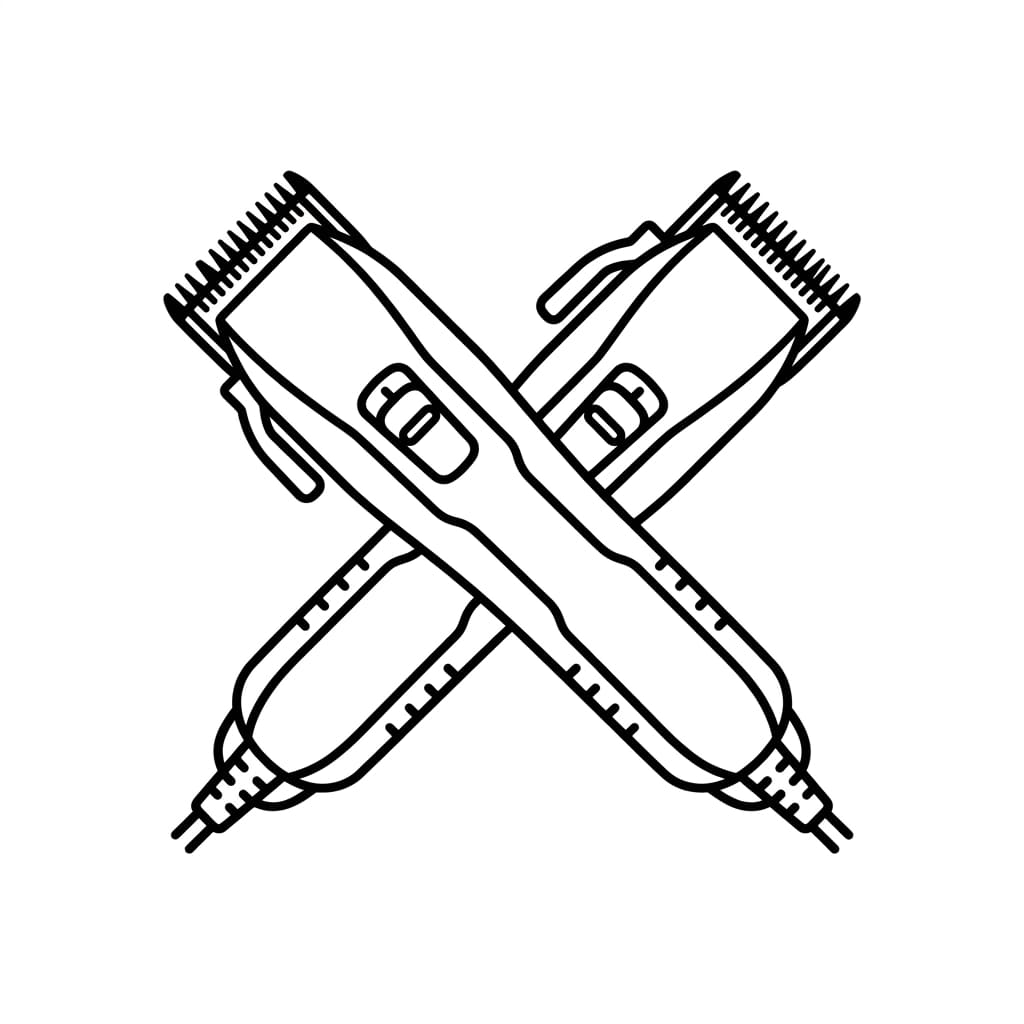 Two_crossed_hair clipper drawing idea