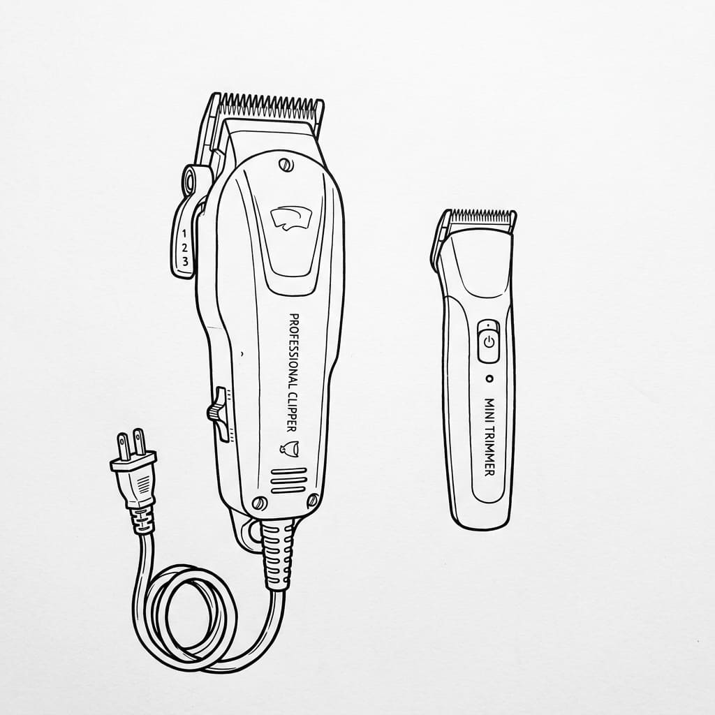 Two_hair_clippers side by side drawing idea