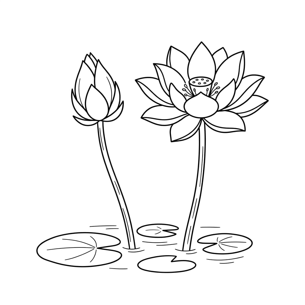 Two_lotus_flowers_side_by_side_drawing_idea