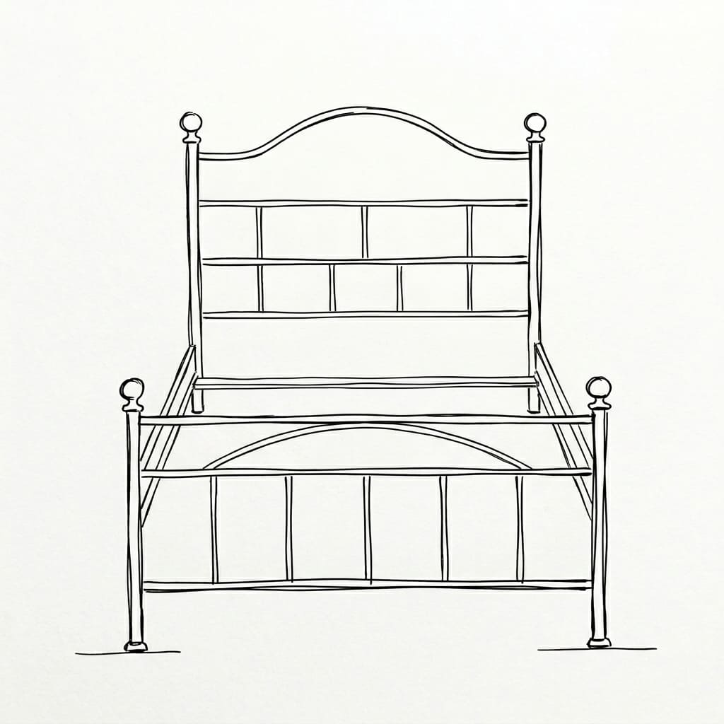 Vintage_iron_bed frame drawing idea