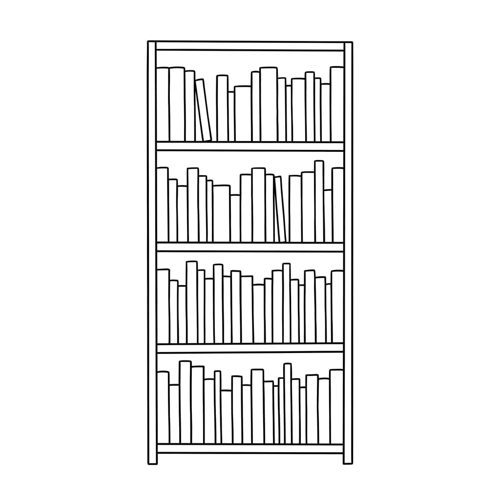 a tall narrow bookshelf drawing idea
