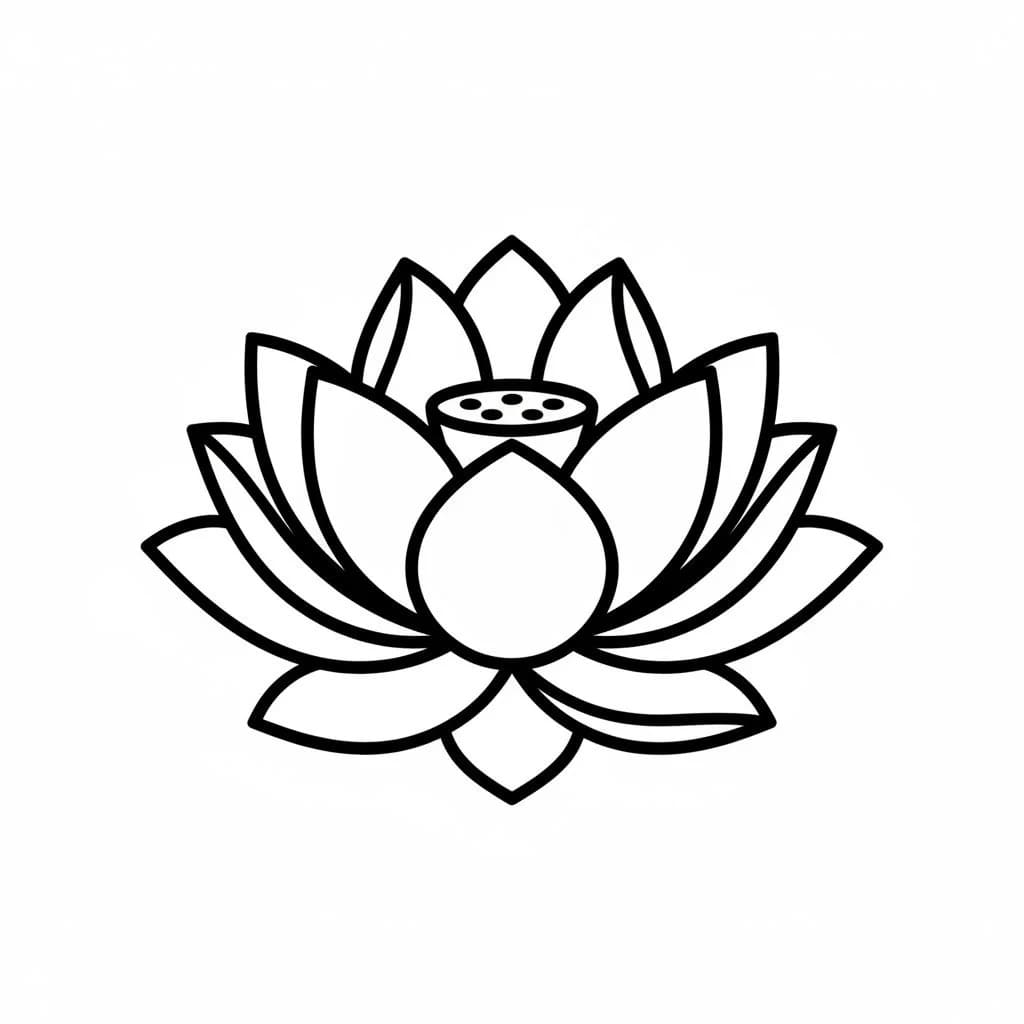 bloming lotus side view drawing idea