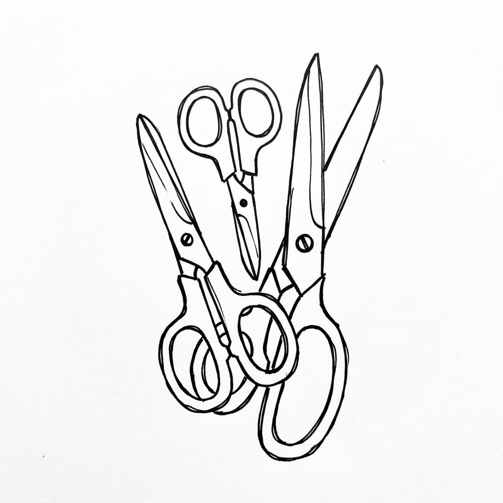 bundle three different scissors drawing idea