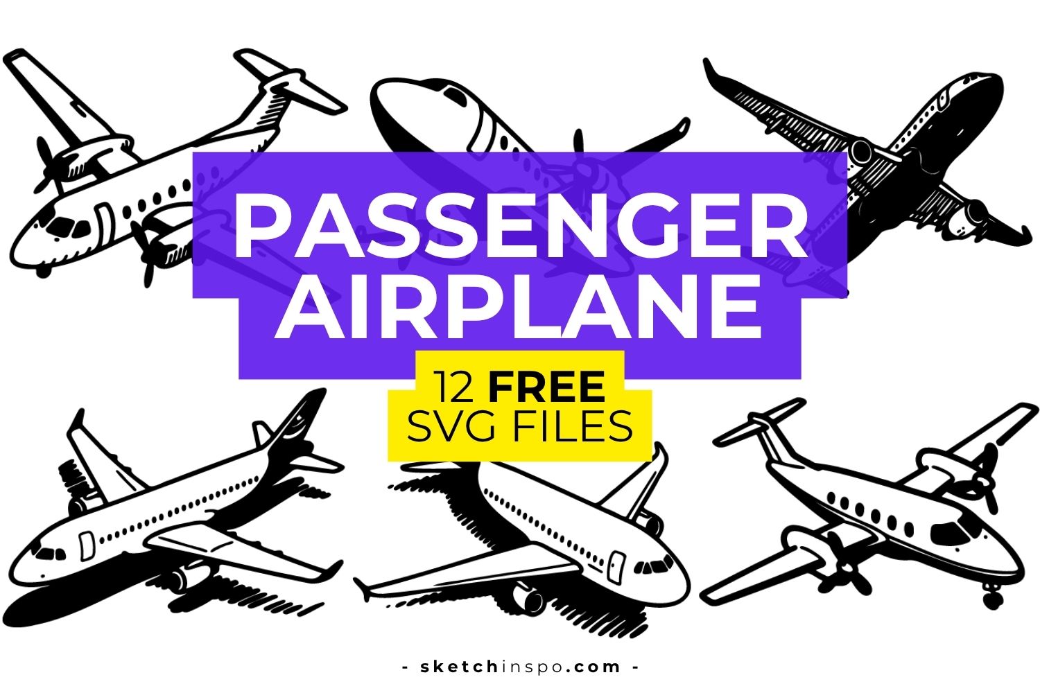 12 Free Passenger Plane SVG Files