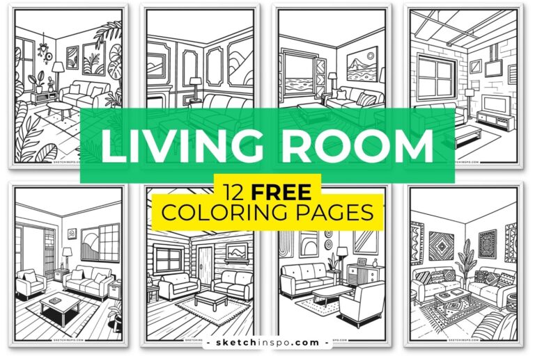 12 Free PDF Printable Living Room Coloring Pages