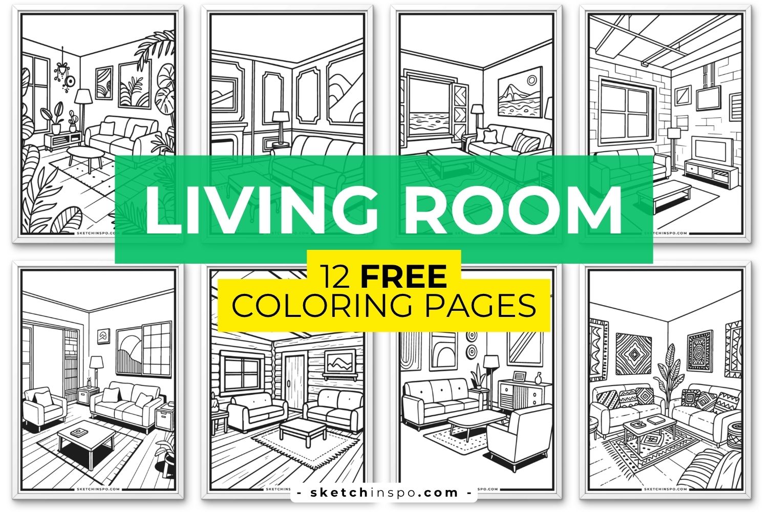 12 Free PDF Printable Living Room Coloring Pages