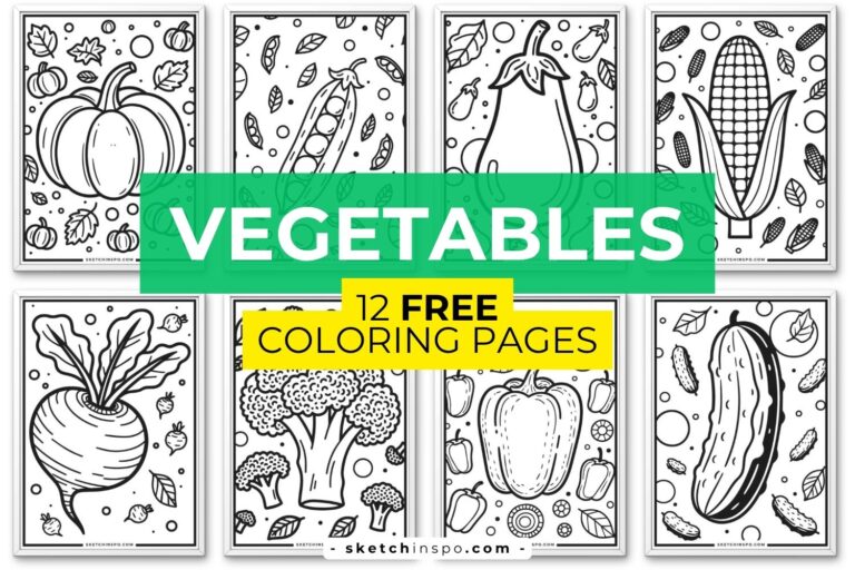 12 Free Printable Vegetable Coloring Pages