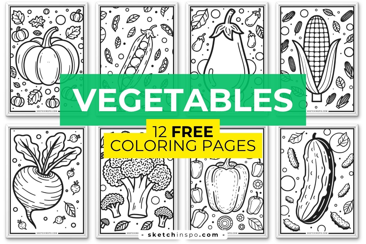 12 Free Printable Vegetable Coloring Pages