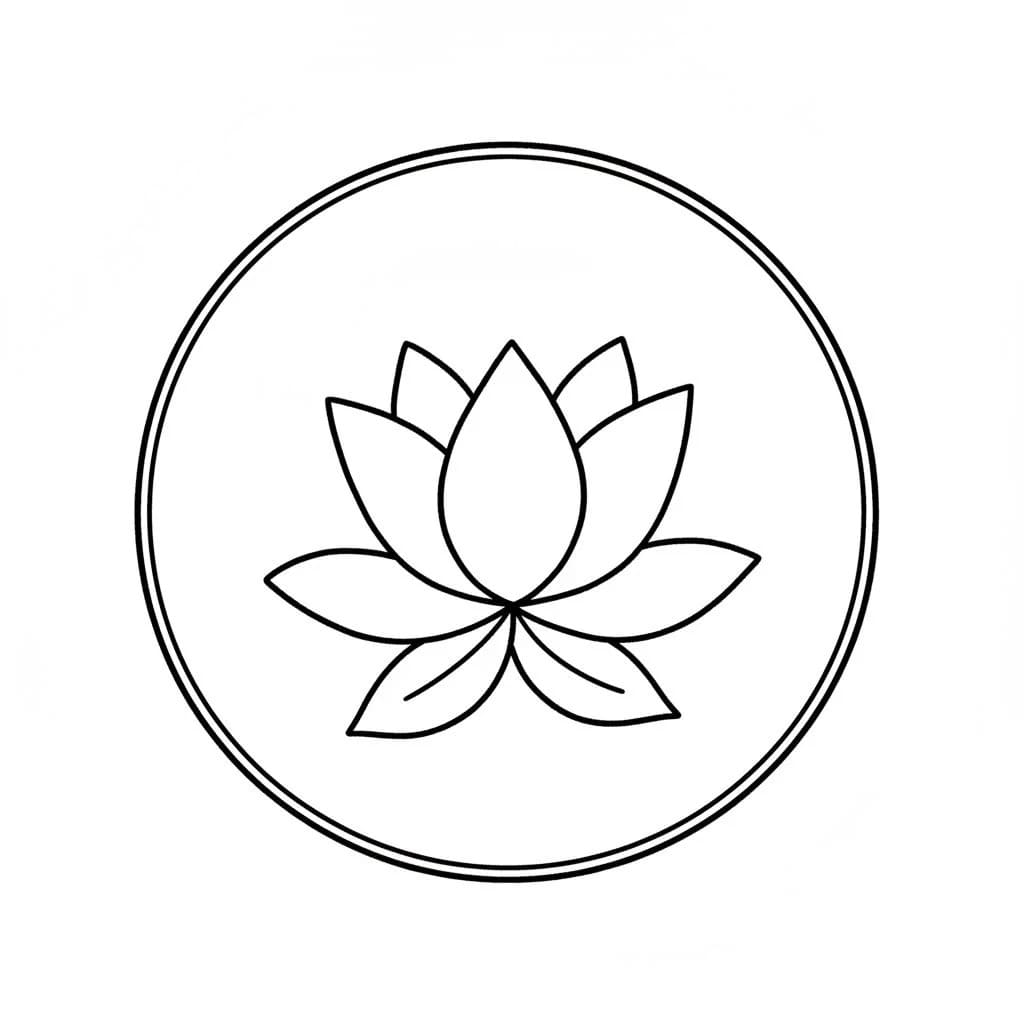 lotus flower inside circle frame drawing idea