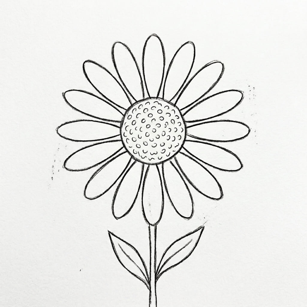 single Daisy_flower_drawing idea