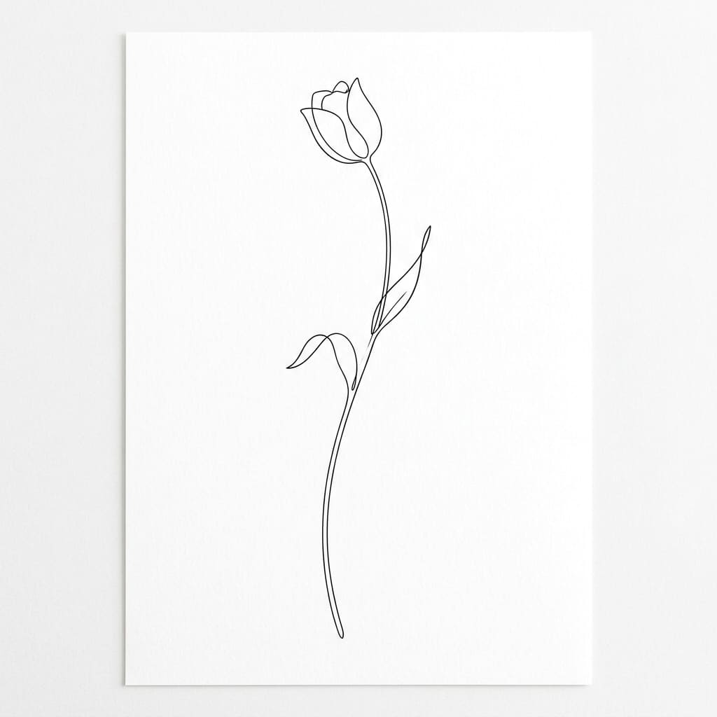 single tall tulip drawing idea