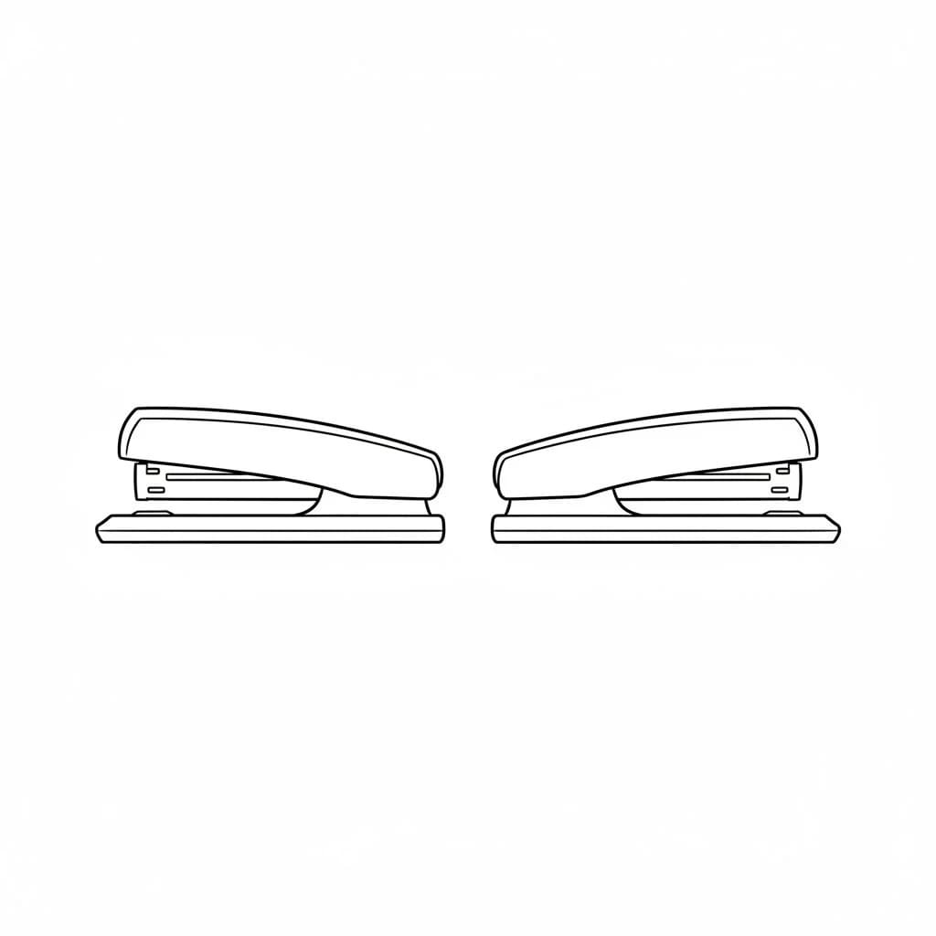 Two Staplers Facing Opposite Directions – Mirrored Layout drawing idea