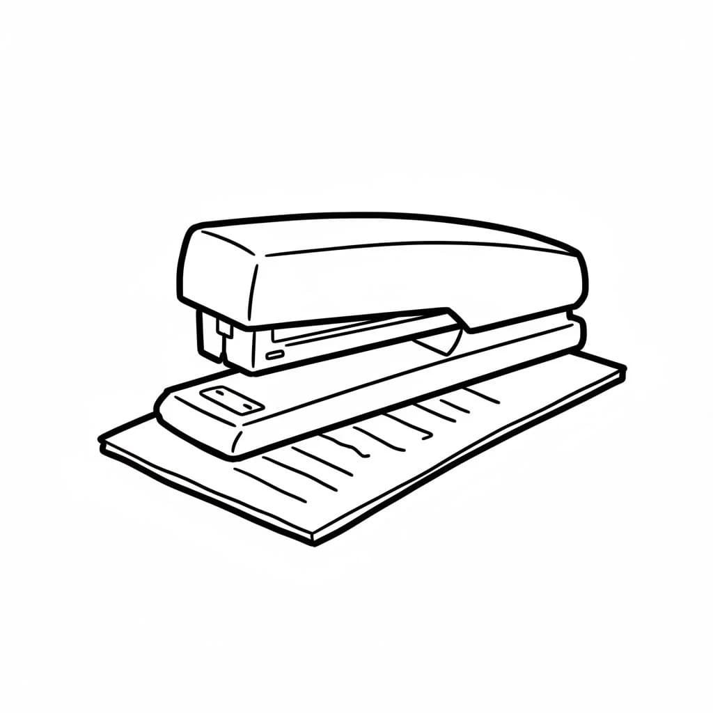 Stapler with a Single Sheet of Paper Underneath drawing idea