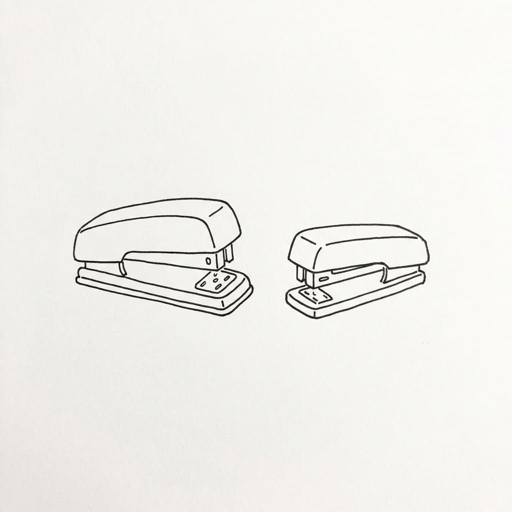 Two Staplers Side by Side drawing idea