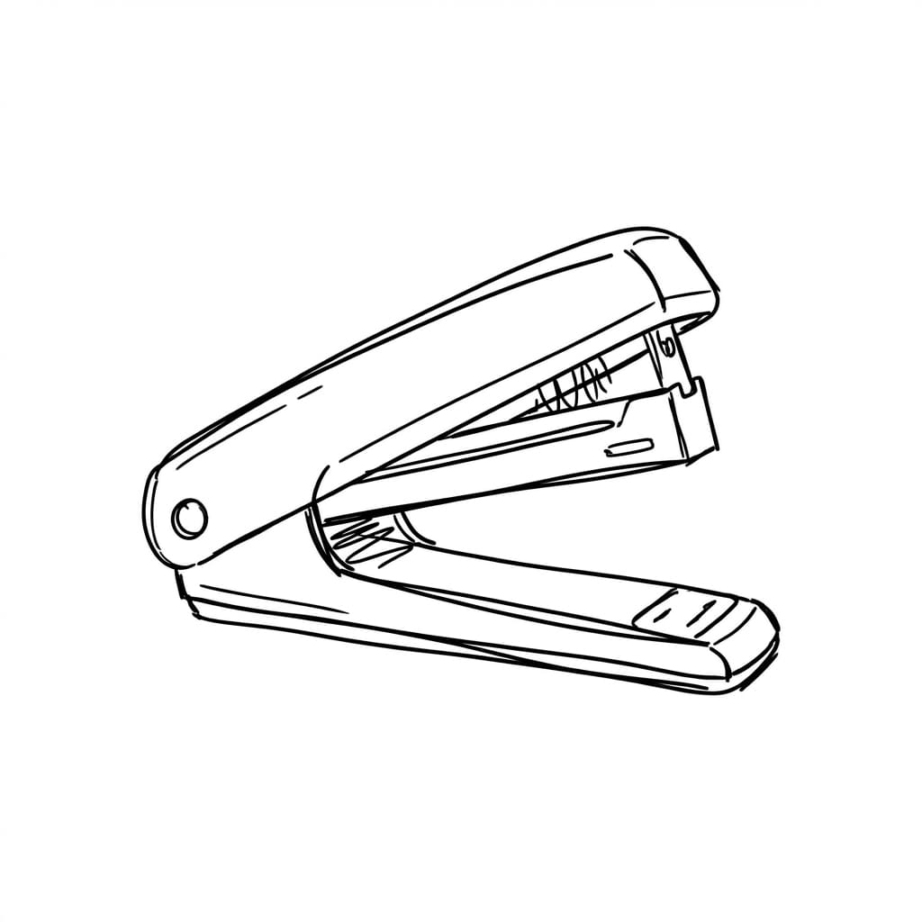 Stapler Open at a Slight Angle drawing idea