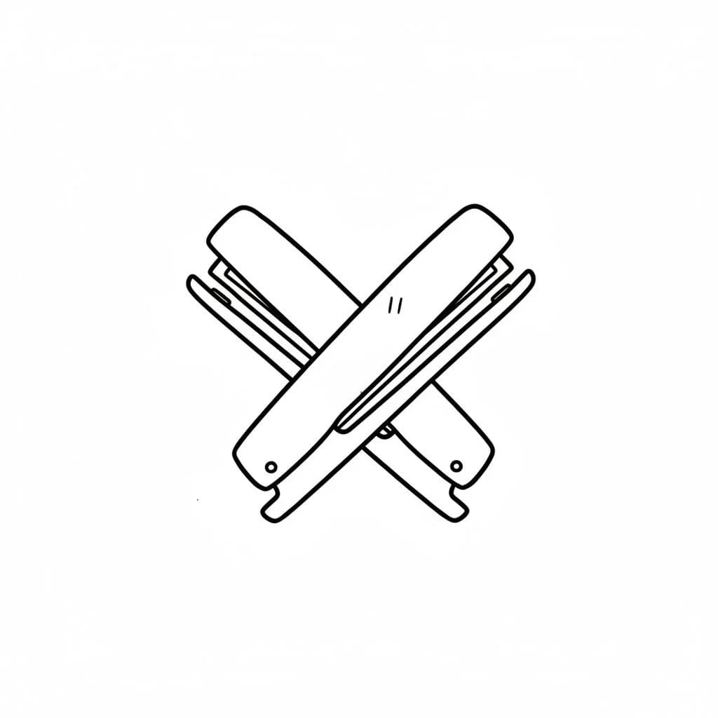 Two Staplers Crossed in an X Shape drawing idea