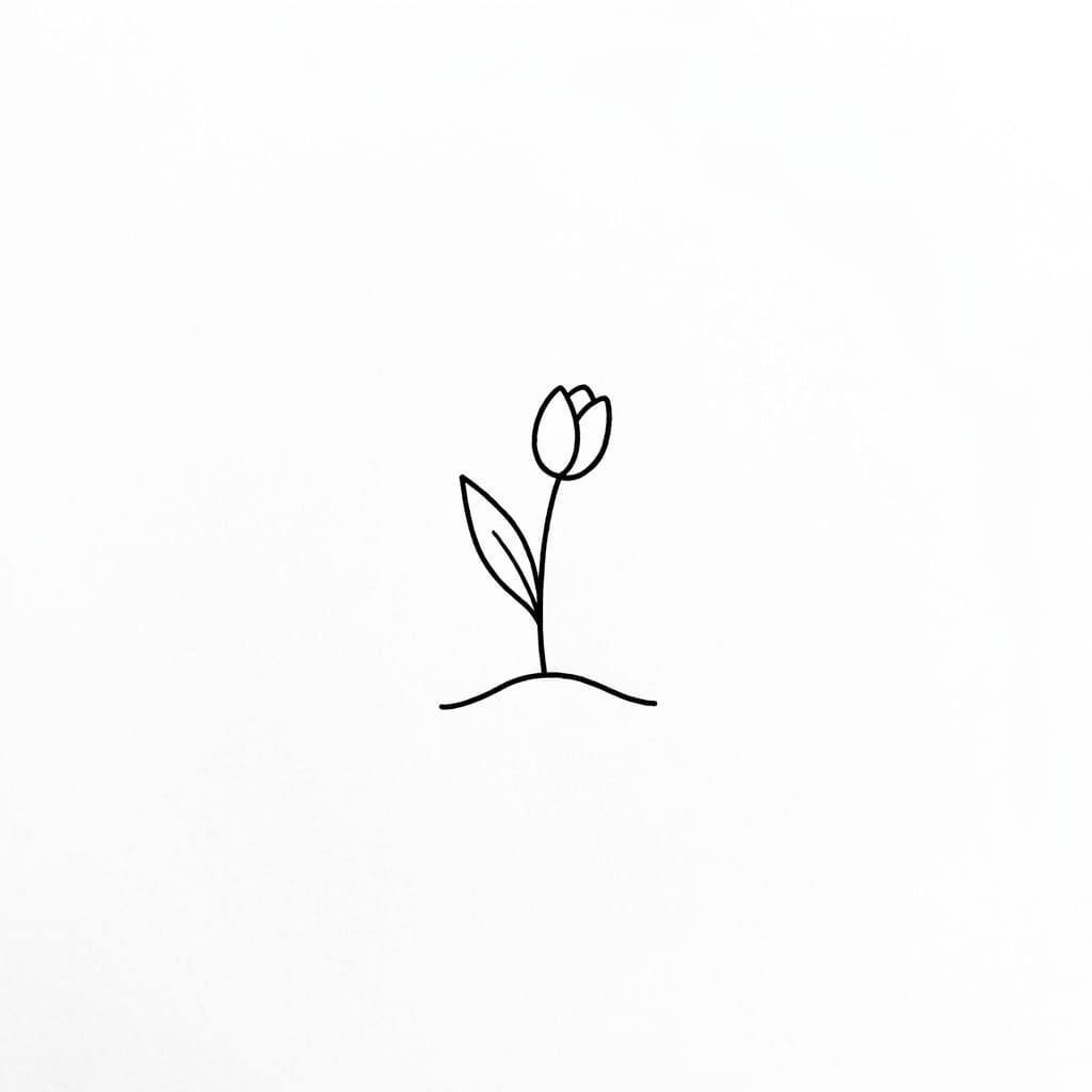 tiny tulip sprout with a short stem drawing idea
