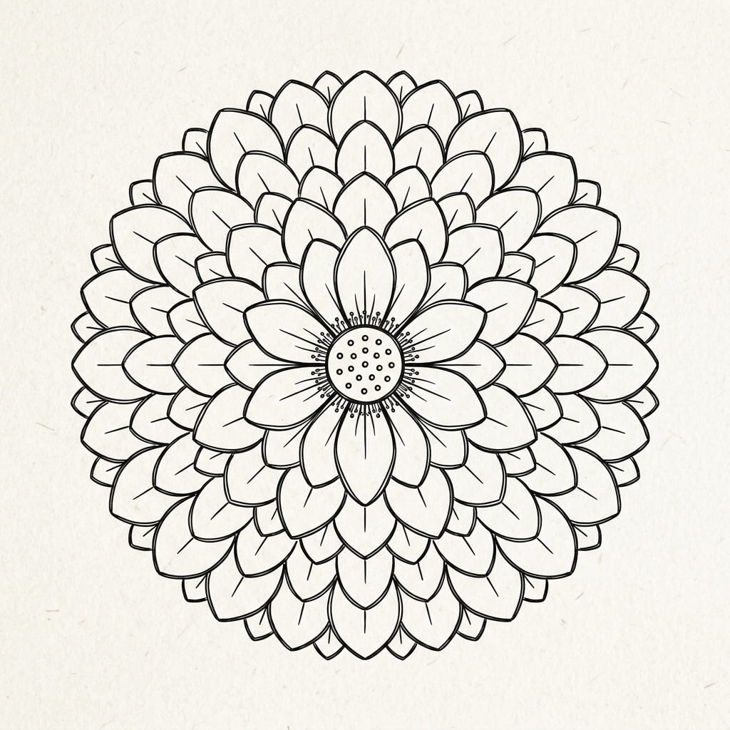 top down view lotus flower drawing idea