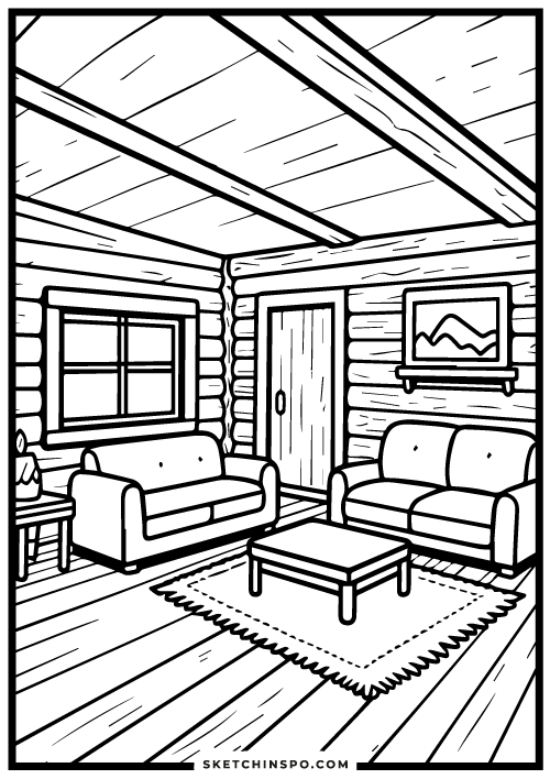 wood-cabin-themed-living-room-free-coloring-page