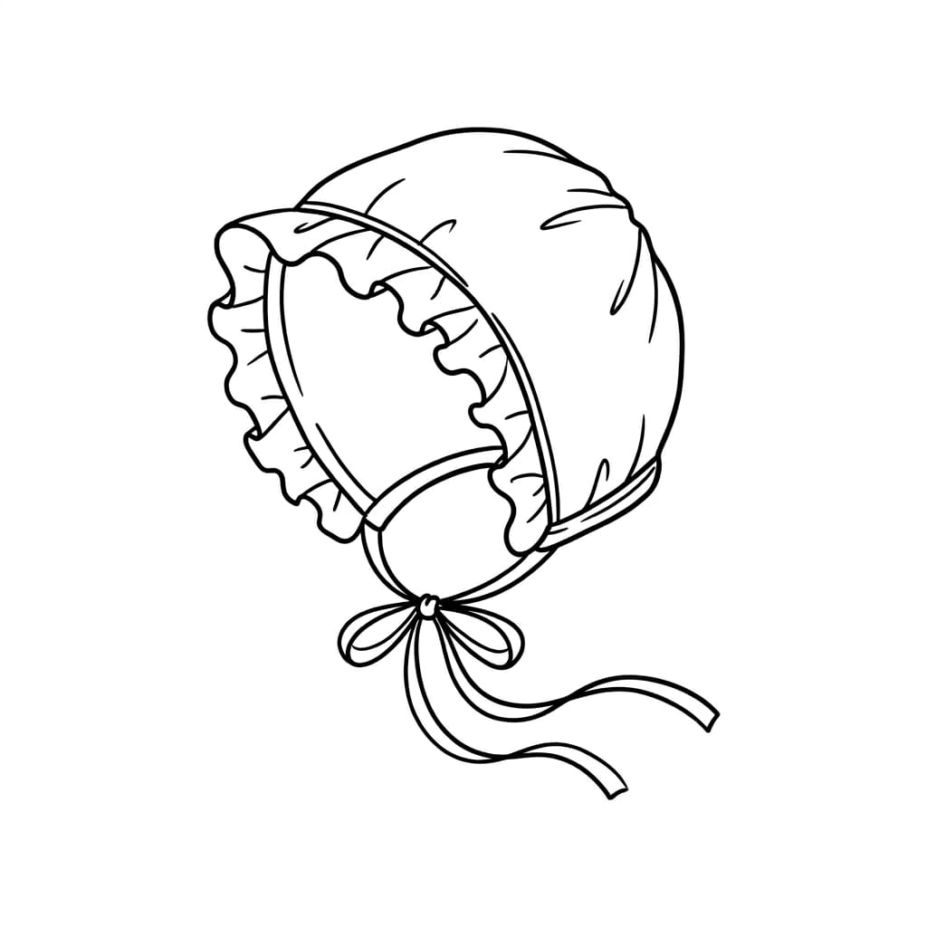 Baby_bonnet_with_ribbon_ties drawing idea