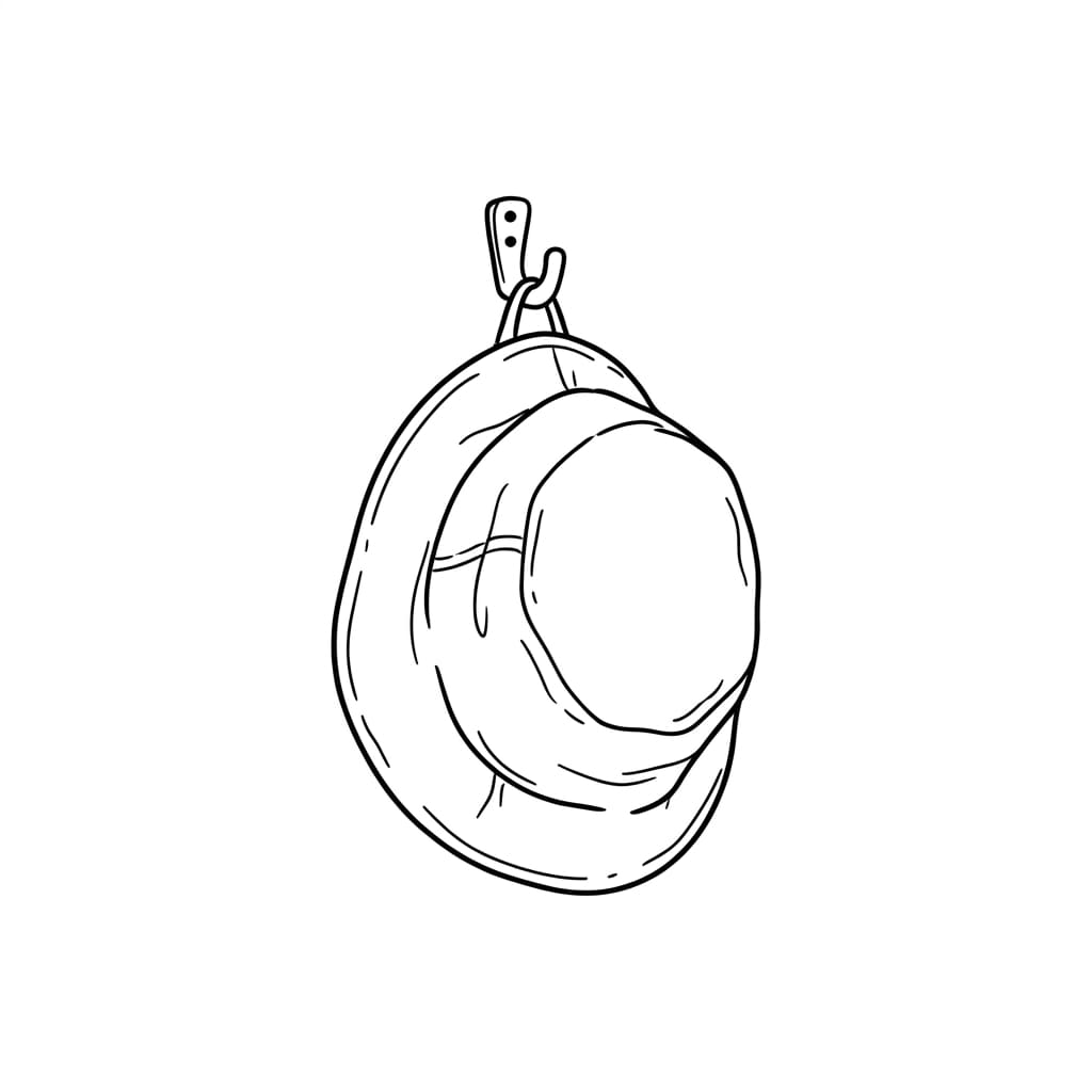 Bucket_hat_on_wall_hook drawing idea