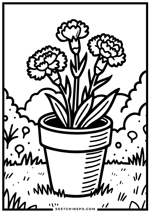 Carnation-flowers-free-coloring-page
