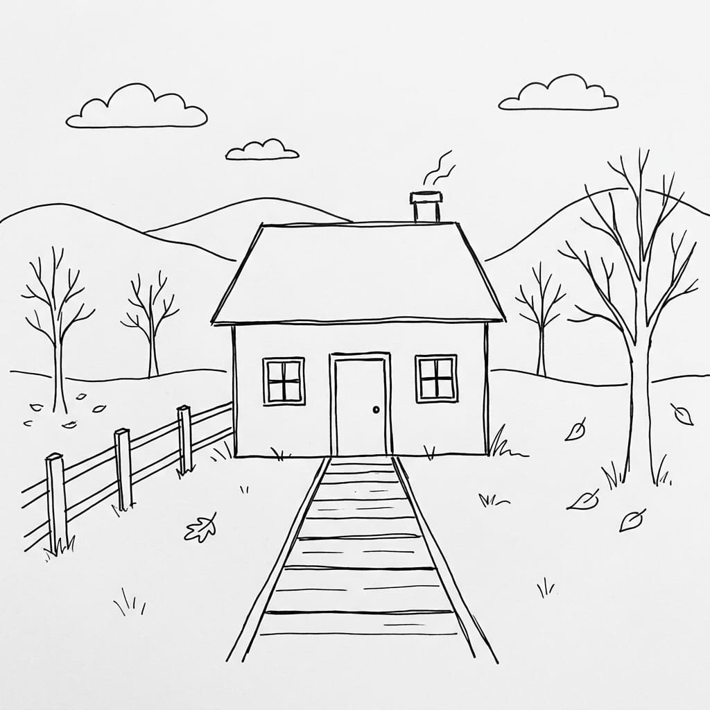 Farmhouse_autumn_countryside drawing idea