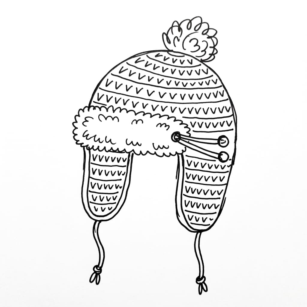 Knitted_trapper_hat drawing idea