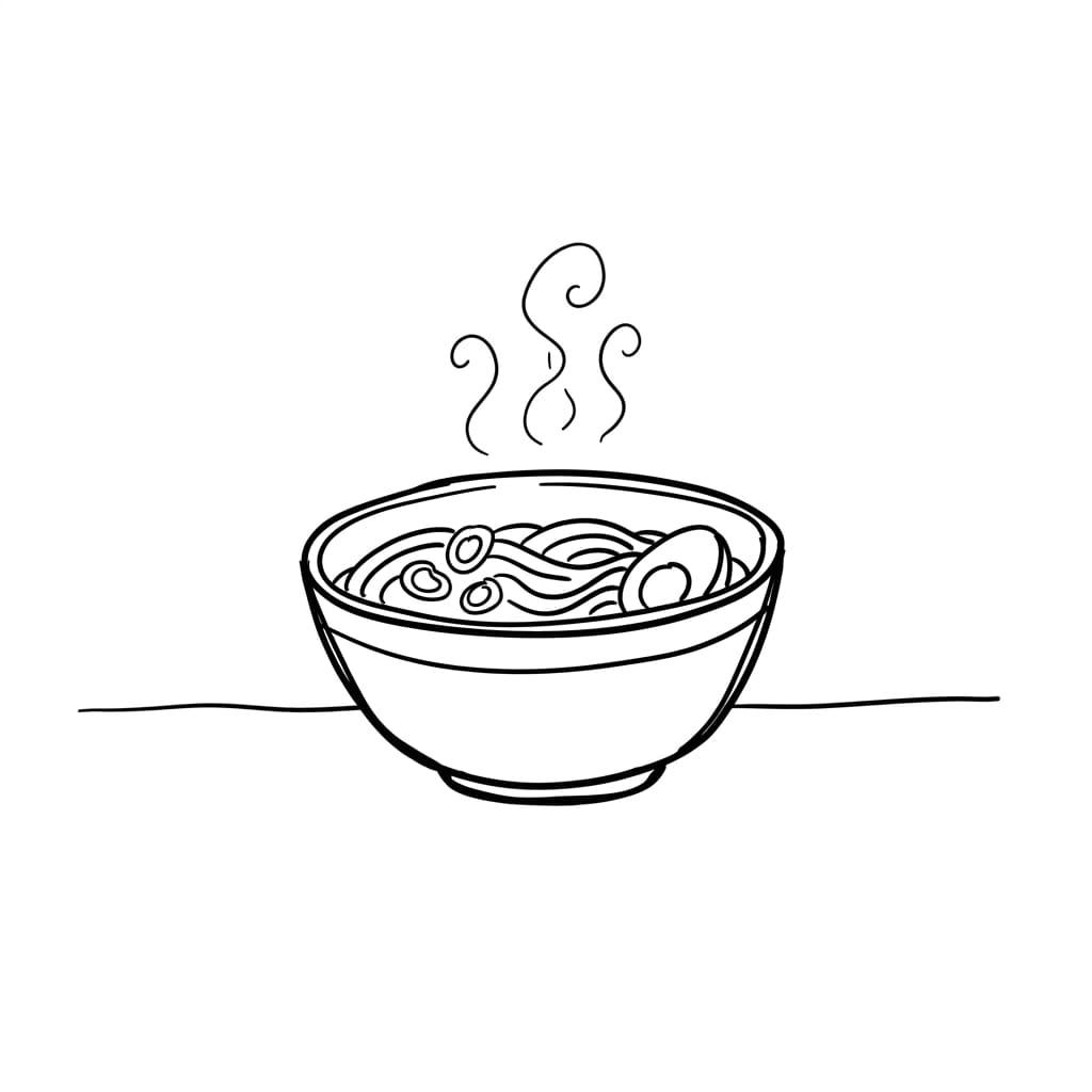 Noodle_bowl_on_table drawing idea