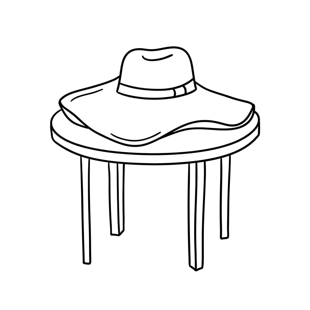 Sun_hat_on_small_table drawing idea