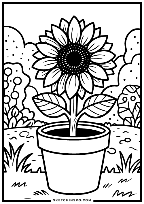 Sunflowers-free-coloring-page