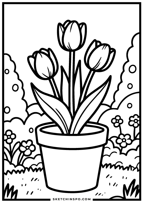 Tulip-flowers-free-coloring-page