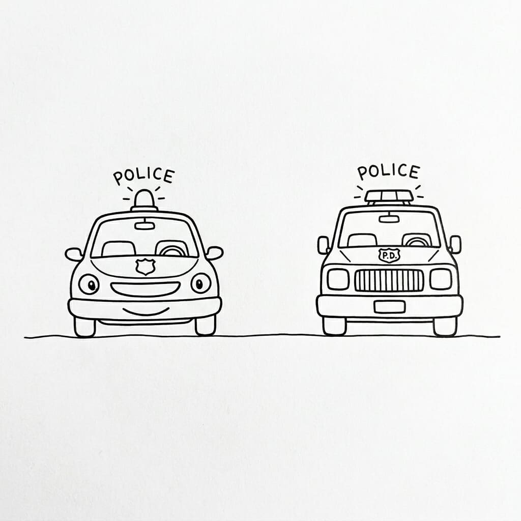 Two_police_cars_lined_up drawing idea